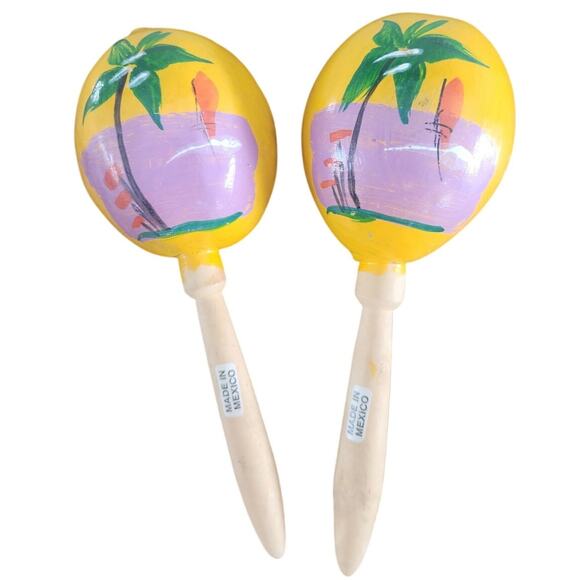 Hand-painted Mexican Maracas lot of 5 - Picture 2 of 5